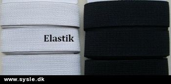 Linnings Elastik 3-4m på rulle Hvid/Sort - Flere str.