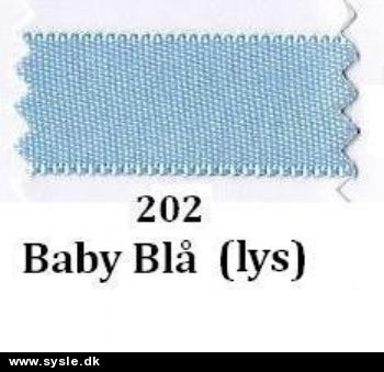 0202 Dobbeltsidet Satinbånd - Baby Blå (lys) - pr. m.