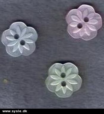 Blomsterknap fl.str. og farver - 4 stk. i ps. m/rille