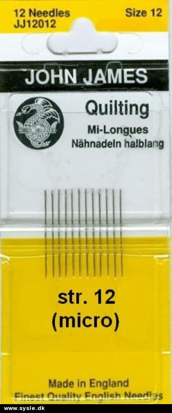 2012 Quilting 12, m/spids - 20 micro nåle i pk. (jj)