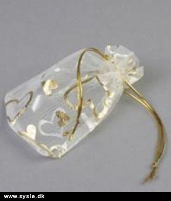 3154 - Organza poser - 8½x11cm Hvid m/Guld - 12stk. i pk. 