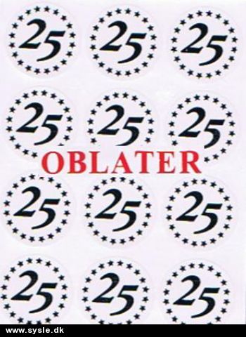 0278 Oblater - 25år SØLV 24mm *24 på ark*