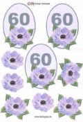 Klik her for at se flere billeder og f mere information om varen:  0766 - 3D Blomst, 60 års dag (lilla) 3 kort