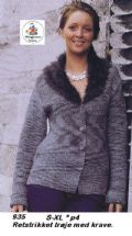 Klik her for at se flere billeder og f mere information om varen:  My 0935/ Mønster: Strik Cardigan m. Pelskrave - str. S-XL - p. 4,00 *org*