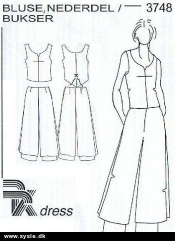3748 BK dress mønster - Bluse, nederdel/buks