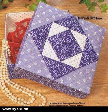 Hv 19-92-53: Mønster: Sy Patchwork æske 14x14cm *org*