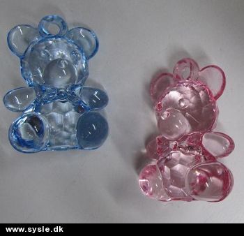 Acryl Bamser til ophæng i 2fv. - 24x34mm - 3 i ps.