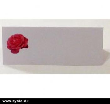 9750 - Bordkort Pink Rose - Hvid - *REST 37stk.*