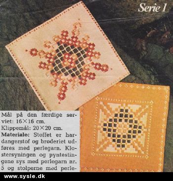 Hv 1975: Mønster: Servietserie 12 fors. i Hardanger *org*