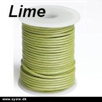 Ægte Læder Snor 2mm - Metallic Lime *FLOT Kvalitet* *5m*