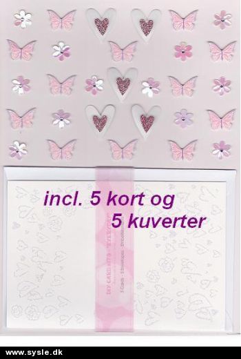 5 kort og 5 Kuverter - Bryllup/Mærkedag