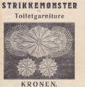 Klik her for at se flere billeder og få mere information om varen:  Kr 01-48-00 Mønster: Meget gammelt Kunststrikmø. Toiletgarniture *PDF fil*