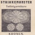 Klik her for at se flere billeder og f mere information om varen:  Kr 01-48-00 Mønster: Meget gammelt Kunststrikmø. Toiletgarniture *PDF fil*