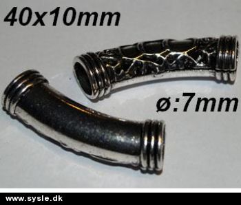 1662 Metalperler, Rør 40x10mm ø:7mm Sølv fv. - 4 stk.