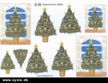 0080 - 3D Juletræ v. vindu - 2 kort