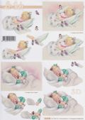 Klik her for at se flere billeder og f mere information om varen:  7162 - 3D Dåb - Baby sover - 2 på ark.