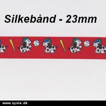 Silkebånd - Rød/blank 23mm Lille Hund - pr.m.