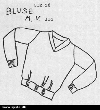 0110 BJ mønster - Bluse m. Vhals (vo.)