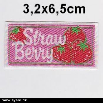 3,2x6,5cm Mærke, Straw Berry Pink/rød - 1stk.