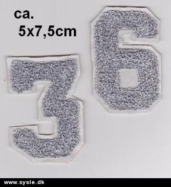 5,0x7,5cm Velour TAL - 1stk. vælg mellem 3-6-9 i sølv.