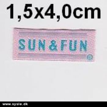 1,5x4,0cm Mærke, Rosa: SUN FUN - 1stk.