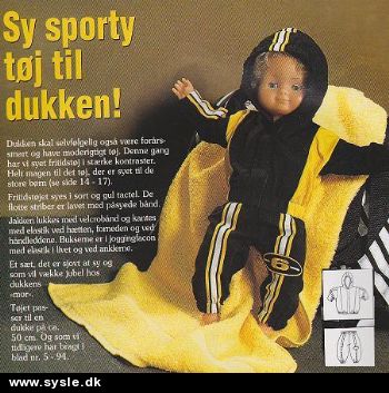 In 02-95-02 Dukke 50cm, Sy Sporty tøj + mønsterark (org)