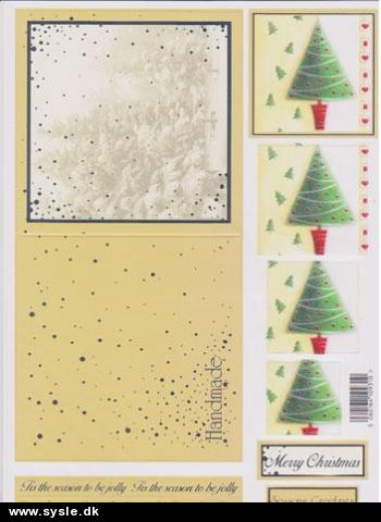 0941 - 3D Pyramide Tryk ud - Juletræ - 1 kort+kuvert