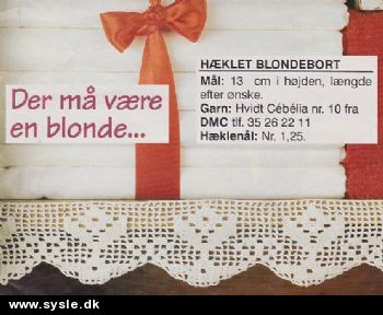 Hv 16-94-70: Mønster: Hæklet blonde 13cm *org*