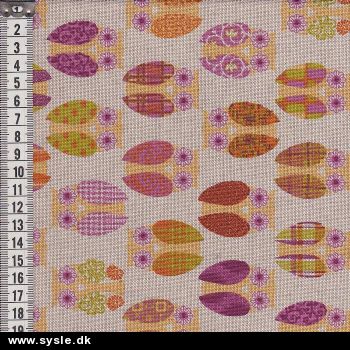 1729 Patch. Ugler på grov stof - Orange B:140cm - Se pris
