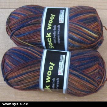 1417 Sock Wool Print - Orange/Marine/Bordeaux - 50g 1ng.