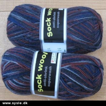1418 Sock Wool Print - Marine/Grå/Bordeaux - 50g 1ng.
