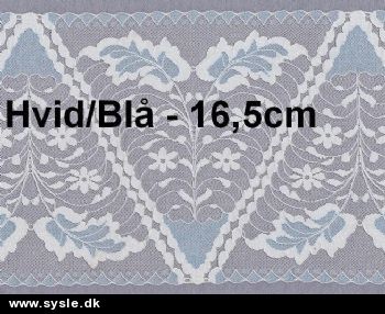 Nylon Blonde 3kant - ca. 16,5cm Hvid/Blå - Pris pr. ½m