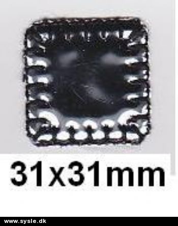 3,1x3,1cm Mærke: 4kant Blank sølvstof - 1stk. 