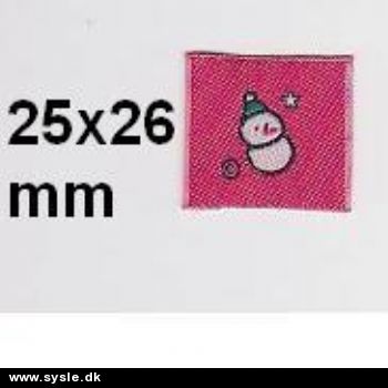 2,5x2,6cm Mærke: Pink med snemand - 1stk. 
