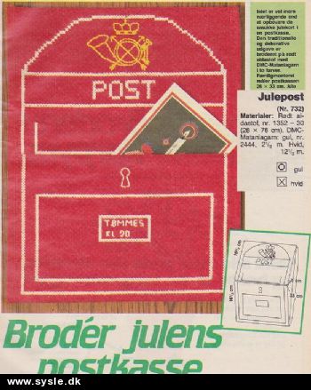 Uh 46-86-55: Mønster: Brodere Julepostkasse 26x33cm *org*