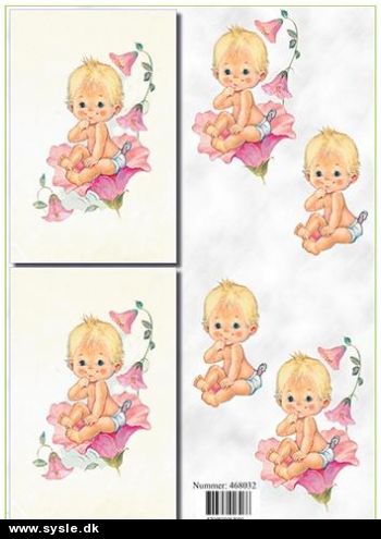 8032 - 3D Baby - Pige i blomst *2kort*