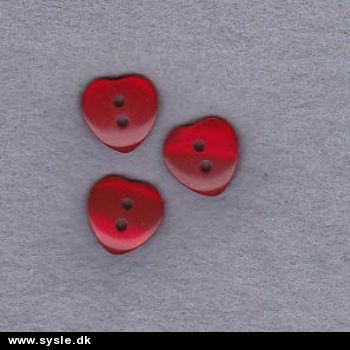 Hjerteknapper Rød m. Glans - 15mm