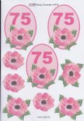 Klik her for at se flere billeder og f mere information om varen:  0710 - 3D Blomst, 75 års dag (pink) 3 kort 