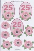 Klik her for at se flere billeder og f mere information om varen:  0703 - 3D Blomst, 25 års dag (rosa) 3 kort 