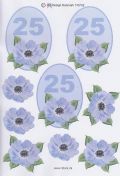 Klik her for at se flere billeder og f mere information om varen:  0702 - 3D Blomst, 25 års dag (blå) 3 kort 