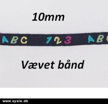 Vævet bånd - ABC-123 Marineblå 10mm *pr. m*