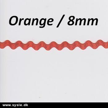 Bånd, Zig Zag lise - Orange / 8mm - pr.m.
