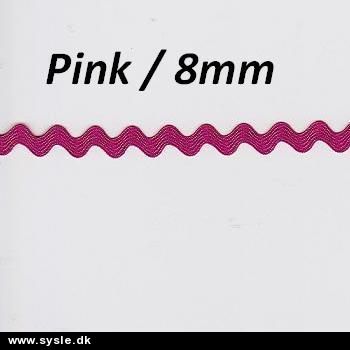 Bånd, Zig Zag lise - Pink / 8mm - pr.m.
