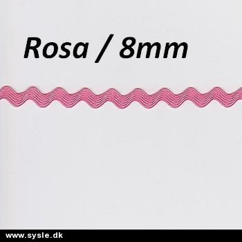 Bånd, Zig Zag lise - Rosa / 8mm - pr.m.