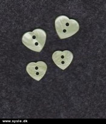 Hjerteknapper - Blank 13/15mm - Mintgrøn *3stk.*