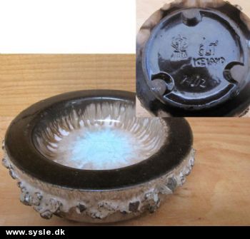 Brugt: Keramik askebæger fra Glit Island m. Lava - ø:13cm (Lys)