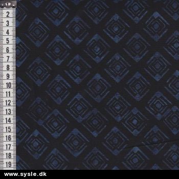 6979 Patch. Batik Sort/Blå tern B:115cm - pris pr.½m