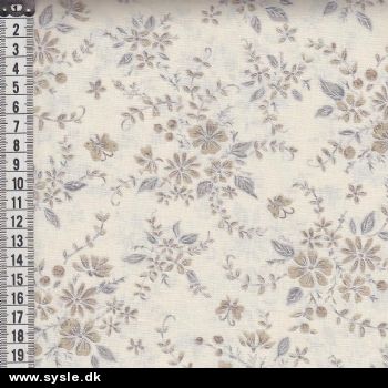 0199 Patch. Råhvid/blomst B:115cm - pris pr. ½m