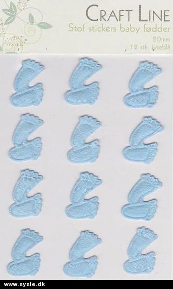 0648 Stof stickers - Lyseblå Babyfødder 12 på ark. 