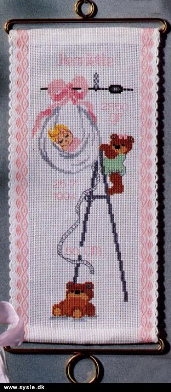 Oe 42629/ Pakke: Dåbsstreng til Pige - Baby i svøb - 14x30cm